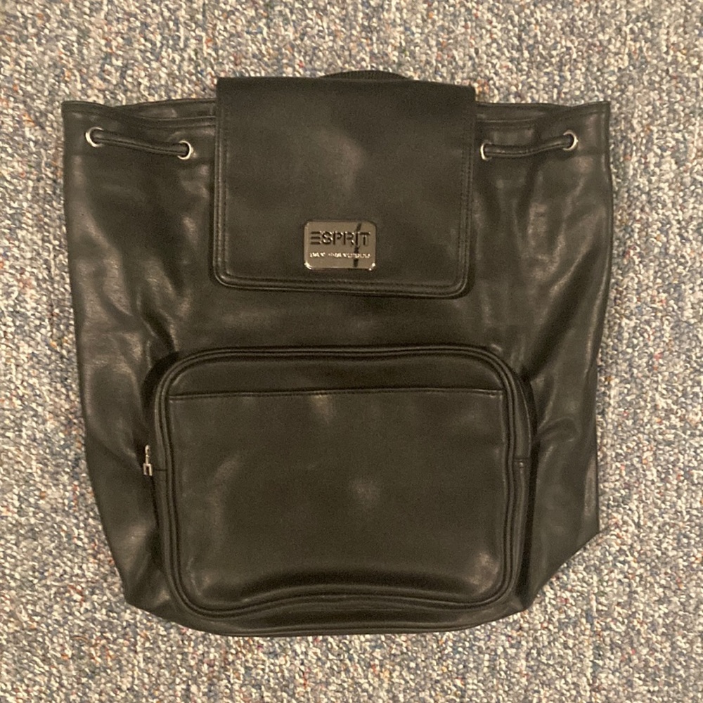 Esprit Pleather Drawstring/Snap Backpack-Nwot - image 1
